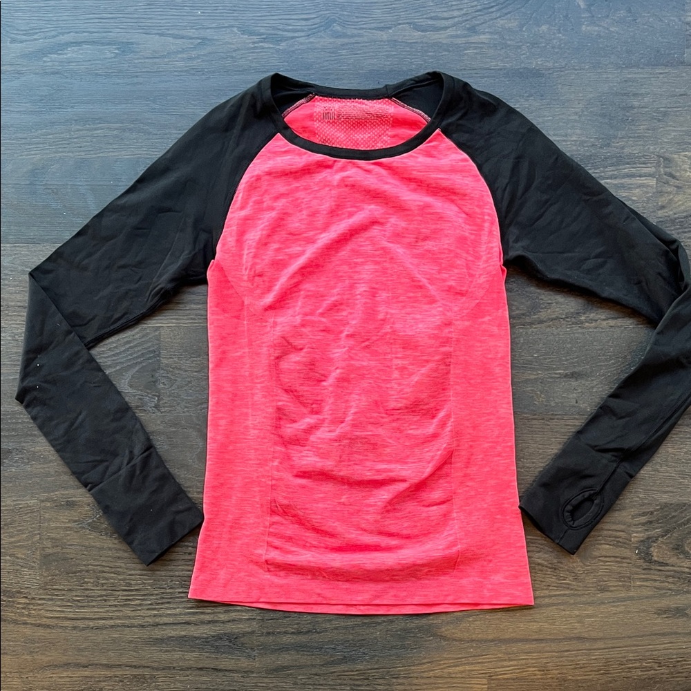 Pink and Black Raglan Long Sleeve Top